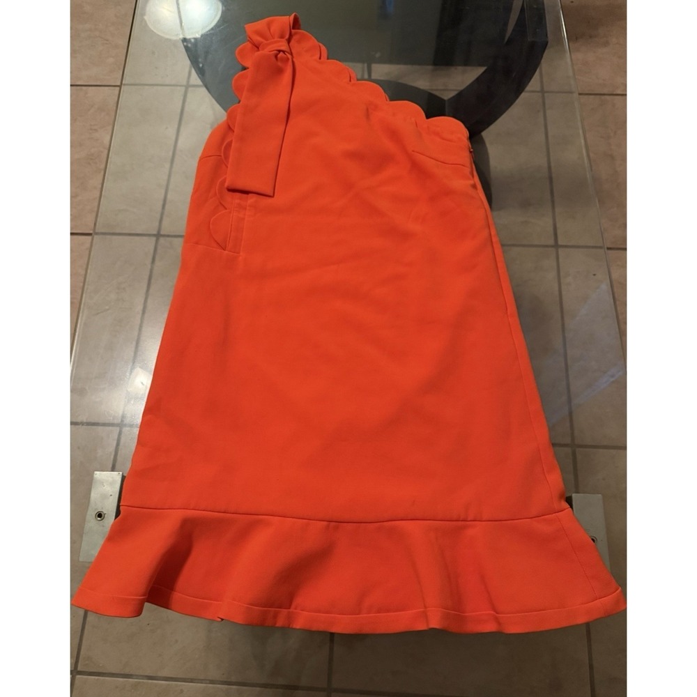 Victoria Beckham for Target Dress Womens XS Orange One Shoulder Scallop Flounce